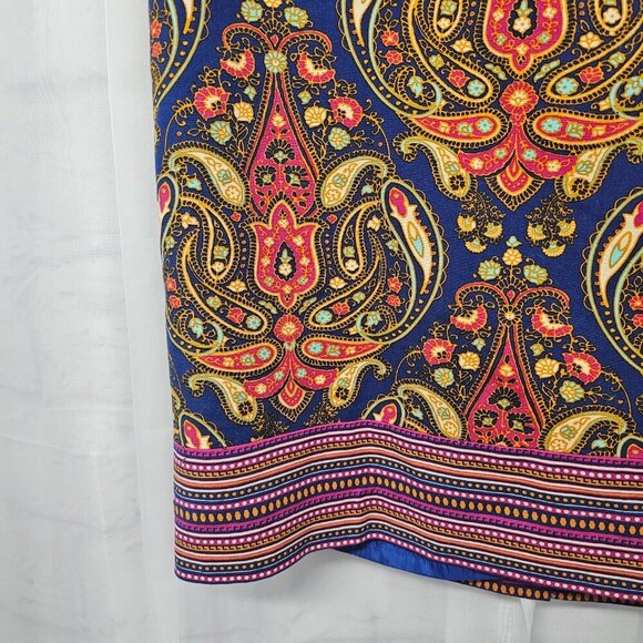 Merona Skirt Pencil Blue Paisley Retro Festival Boho 14 - Picture 5 of 13